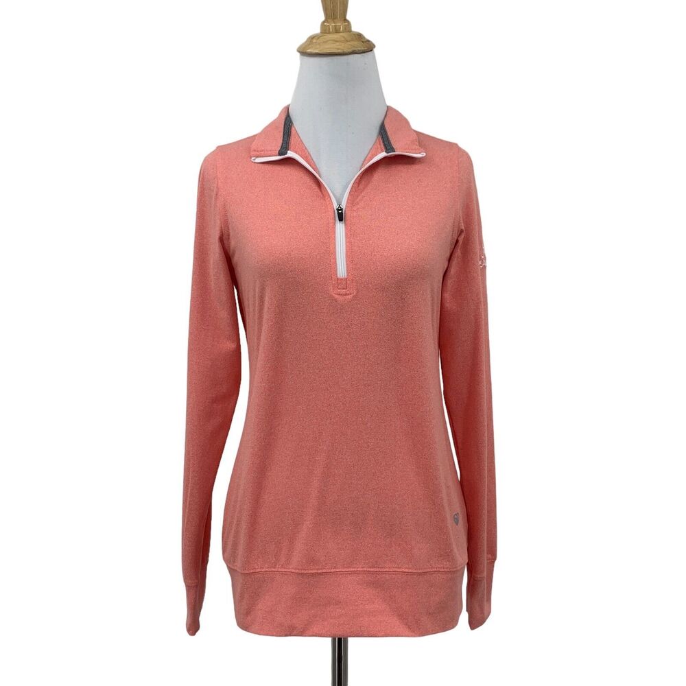 Straight Down Skye Sweater Women XS Salmon Pink Quarter Zip Pullover The Alisan
